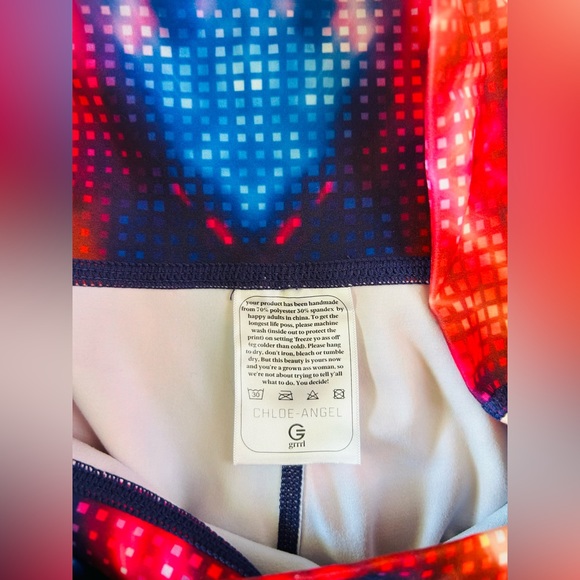 Grrrl Women’s Colorful Disco Chloe/Angel Size High Rise Athletic Leggings NWT - Picture 6 of 7